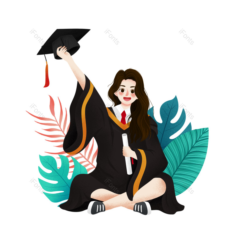 卡通图片,毕业季元素,博士帽PNG,学生免抠素材